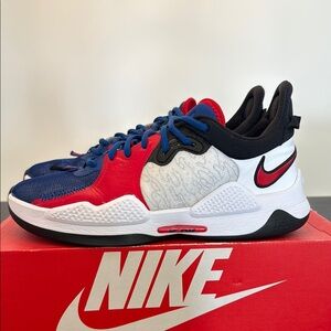 Nike PG 5 Paul George Red white and Blue basketball Sneakers size 9